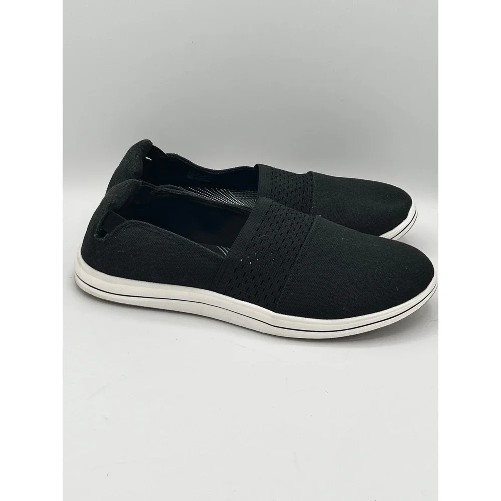 Clarks Cloudsteppers Women Sz 8.5W Wide Black Slip On Sneakers Washable